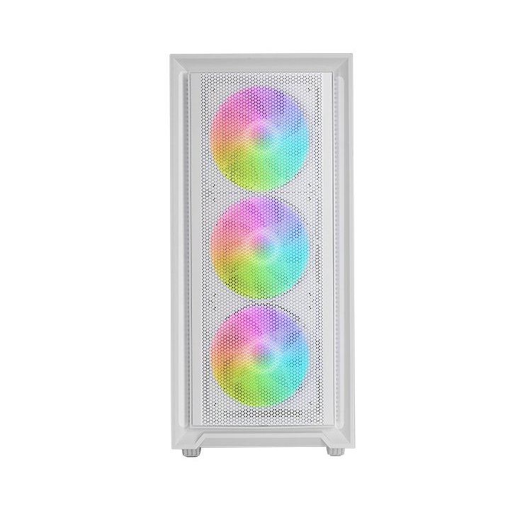 Caja Atx Semitorre Gaming Mars Gaming Mcairw Frontal Blanco De Malla 4x120mm Rainbow 