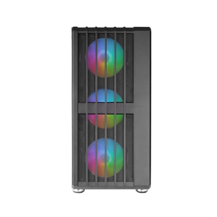 Caja Atx Semitorre Gaming Mars Gaming Mcvault Frontal Negro De Malla Vertical 4x120mm Argb 3xpci Ver