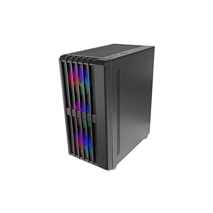 Caja Atx Semitorre Gaming Mars Gaming Mcvault Frontal Negro De Malla Vertical 4x120mm Argb 3xpci Ver