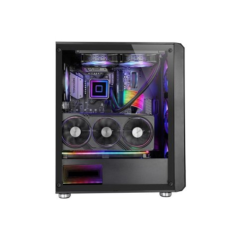 Caja Atx Semitorre Gaming Mars Gaming Mcvault Frontal Negro De Malla Vertical 4x120mm Argb 3xpci Ver