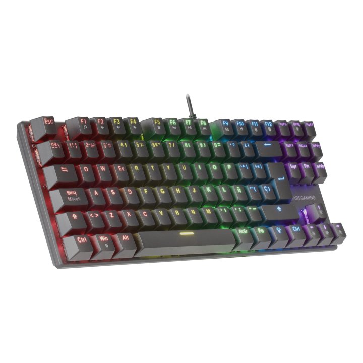 Teclado Mecanico Compackto Tkl Mars Gaming Mk80 Italiano Black Iluminacion 12efecto Switch Rojo Rgb Pr De 1000hz Anti-ghostin