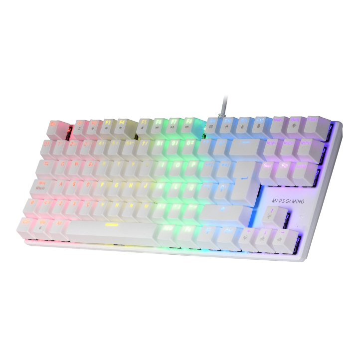 Teclado Mecanico Compackto Tkl Mars Gaming Mk80 Italiano White Iluminacion 12efectos Switch Rojo Rgb Pr De 1000hz Anti-ghosti