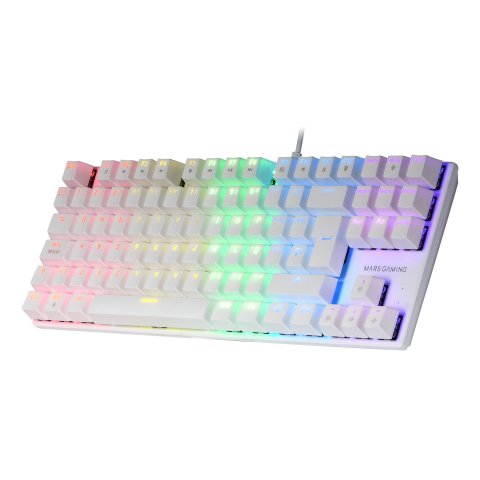 Teclado Mecanico Compackto Tkl Mars Gaming Mk80 Italiano White Iluminacion 12efectos Switch Rojo Rgb Pr De 1000hz Anti-ghosti