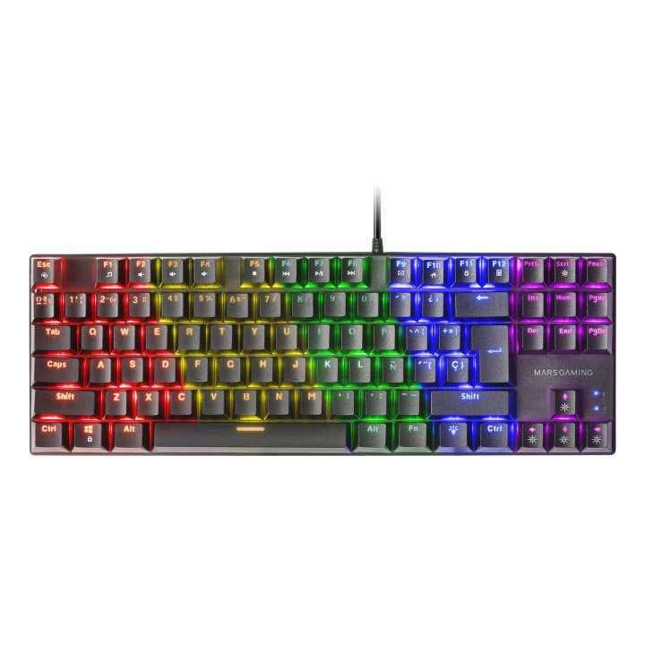 Teclado Mecanico Compacto Tkl Mars Gaming Mk80 Italiano Black Iluminacion 12efectos Switch Marron  Rgb Pr De 1000hz