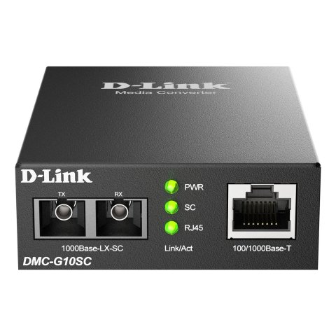 Convertidor De Medios Monomodo 100 1000 Base-t A 1000 Base-lx (sc) 10km Power 5v