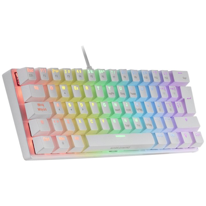 Teclado Mecanico Ultra Compacto Mars Gaming Mk60br Italiano White Switch Marron Pr De 100hz Anti-ghosting Avanzado Iluminacio