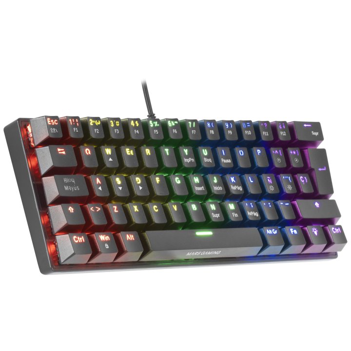 Teclado Mecanico Ultra Compacto Mars Gaming Mk60 Italiano Black Switch Marron Pr De 100hz Anti-ghosting Avanzado Iluminacion 