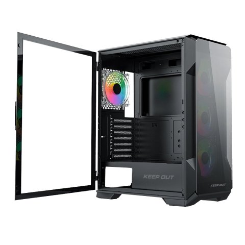 Caja E-atx Torre Approx Xc-901 Pro 2x3.5” 3x2.5” 1xusb-c 1xusb3.0 Gpu Max. 315mm Cristal Con Bisagracolor Negro