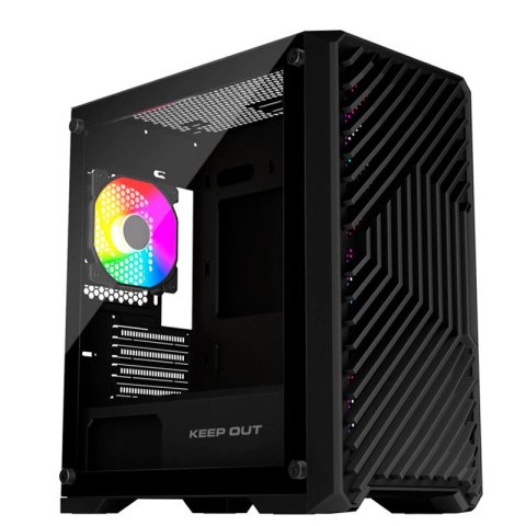 Caja Microatx Keep Out Xc-220 Glass 1x3.5” 2x2.5” 1xusb2.0 2xusb3.0 Gpu Max 330mm Lat Cristal Templado Negro