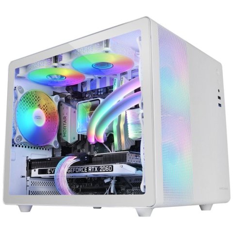 Caja Microatx Cube Gaming Mars Gaming Mc400 White Frontal Mesh Diseño Cube 3xventiladores 120mm Rgb Lateral De Cristal Templa