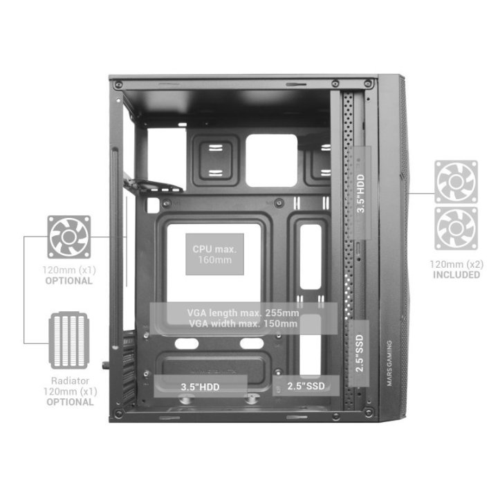 Caja Microatx Gaming Mars Gaming Mc-me Black...