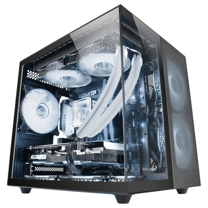 Caja Microatx Cube Gaming Mars Gaming Mcnovam Negra Doble Panel De Cristal Templado Doble Camara Rejilla Frontal Usb-c Usb-a 