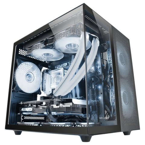 Caja Microatx Cube Gaming Mars Gaming Mcnovam Negra Doble Panel De Cristal Templado Doble Camara Rejilla Frontal Usb-c Usb-a 