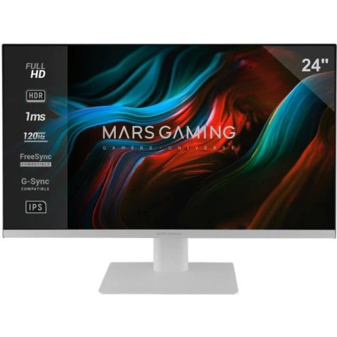 Monitor 24" Dp Hdmi Mars Gaming Mv24 Ips Fhd 120hz 1ms 250cd/m² Vesa 100x100 Blanco