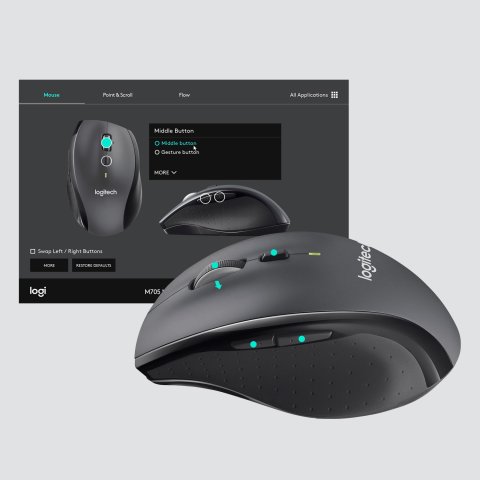 Mouse Logitech Wireless M705 Marathon Unifying 1000 Dpi 5 Botones Ccolor Negro