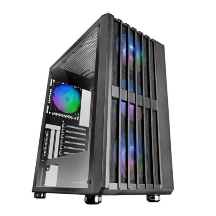 Caja Atx Mars Gaming Mcvault Frontal Negro De Malla Vertical 4x120mm Argb 3xpci Ver