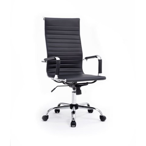 Silla De Oficina Equip Respaldo Alto Color Negro Recubrimiento Pu De Alta Calidad Ergonomica