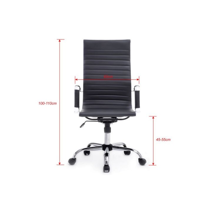 Silla De Oficina Equip Respaldo Alto Color Negro Recubrimiento Pu De Alta Calidad Ergonomica