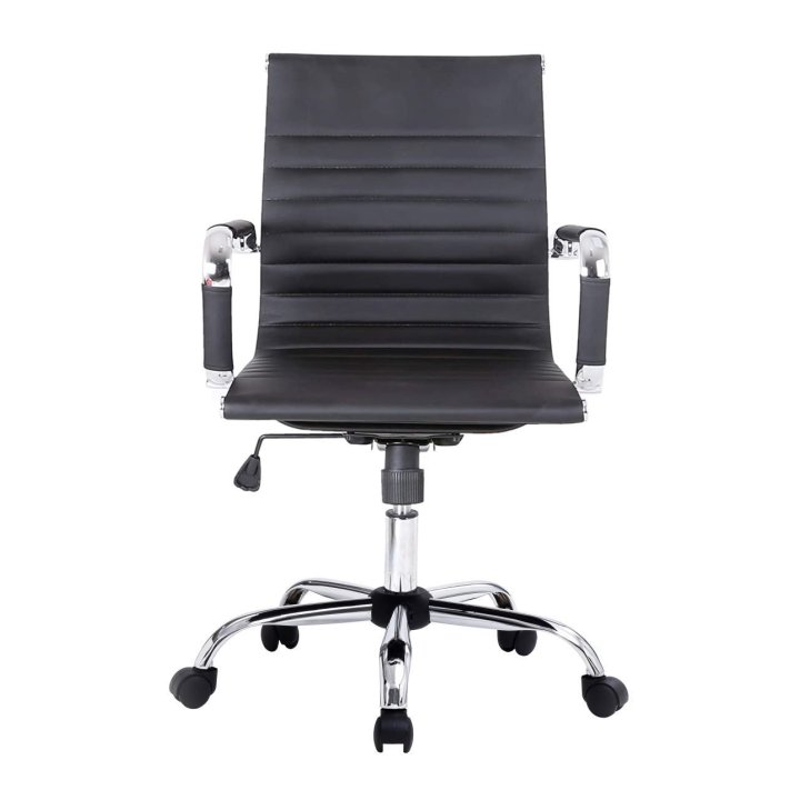 Silla De Oficina Equip Respaldo Medio Color Negro Recubrimiento Pu De Alta Calidad Ergonomica