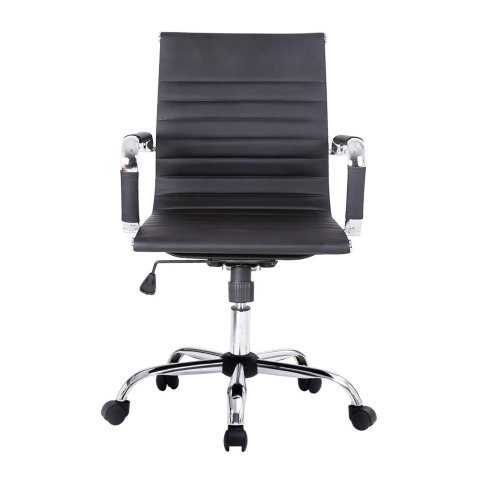Silla De Oficina Equip Respaldo Medio Color Negro Recubrimiento Pu De Alta Calidad Ergonomica