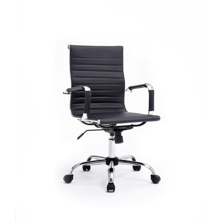 Silla De Oficina Equip Respaldo Medio Color Negro Recubrimiento Pu De Alta Calidad Ergonomica