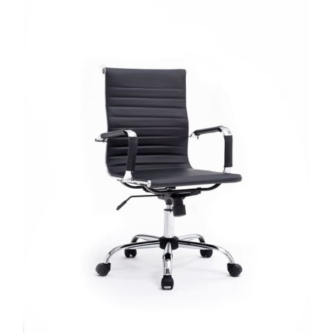 Silla De Oficina Equip Respaldo Medio Color Negro Recubrimiento Pu De Alta Calidad Ergonomica
