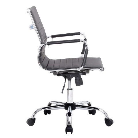 Silla De Oficina Equip Respaldo Medio Color Negro Recubrimiento Pu De Alta Calidad Ergonomica