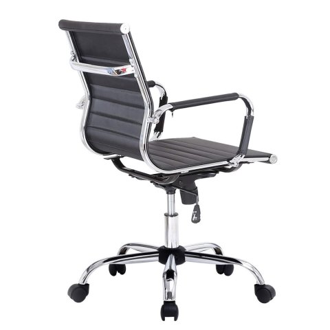Silla De Oficina Equip Respaldo Medio Color Negro Recubrimiento Pu De Alta Calidad Ergonomica