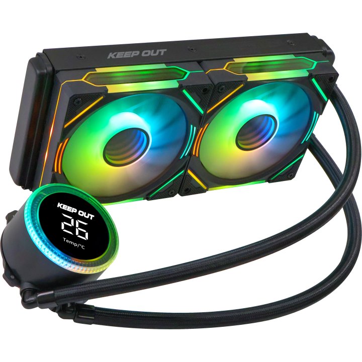 Sistema De Refrigeracion Liquida Keep Out Xwc-240 Pro Argb Intel Y Amd Vent.  2x120mm Display Tempcolor Negro