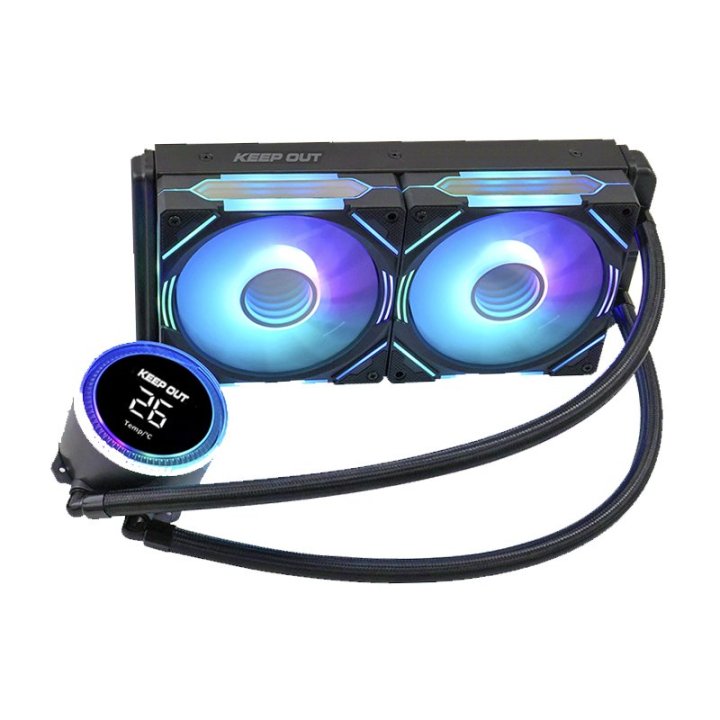 Sistema De Refrigeracion Liquida Keep Out Xwc-240 Pro Argb Intel Y Amd Vent.  2x120mm Display Tempcolor Negro