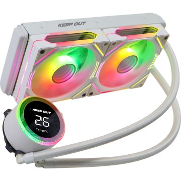 Sistema De Refrigeracion Liquida Keep Out Xwc-240 Pro Argb Intel Y Amd Vent. 2x120mm Display Tempcolor Blanco