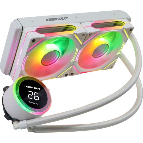 Sistema De Refrigeracion Liquida Keep Out Xwc-240 Pro Argb Intel Y Amd Vent. 2x120mm Display Tempcolor Blanco