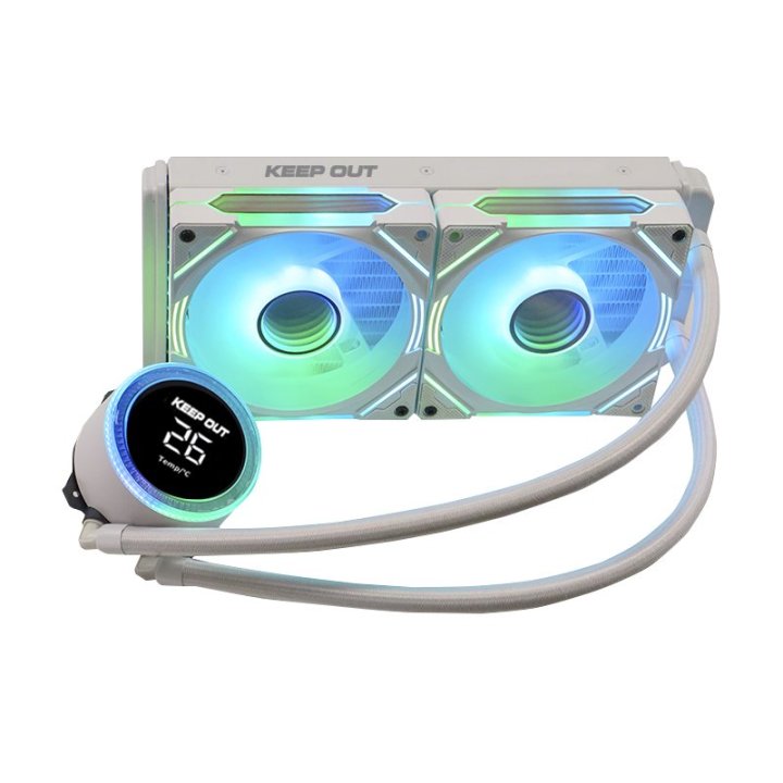 Sistema De Refrigeracion Liquida Keep Out Xwc-240 Pro Argb Intel Y Amd Vent. 2x120mm Display Tempcolor Blanco