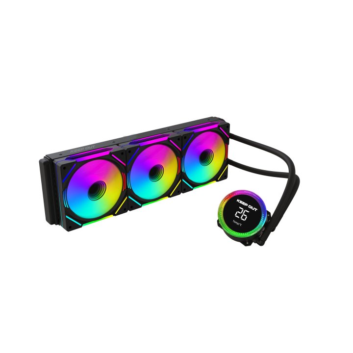 Sistema De Refrigeracion Liquida Keep Out Xwc-360 Pro Argb Intel Y Amd Vent 3x120mm Display Tempcolor Negro