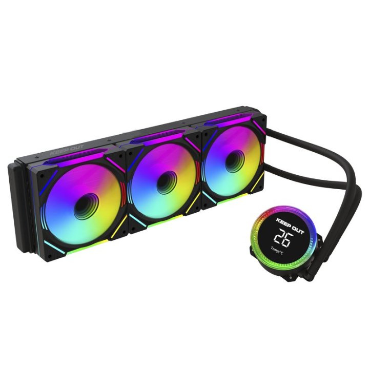 Sistema De Refrigeracion Liquida Keep Out Xwc-360 Pro Argb Intel Y Amd Vent 3x120mm Display Tempcolor Negro