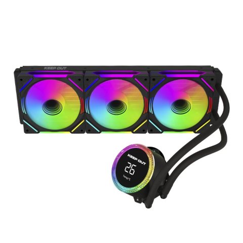 Sistema De Refrigeracion Liquida Keep Out Xwc-360 Pro Argb Intel Y Amd Vent 3x120mm Display Tempcolor Negro