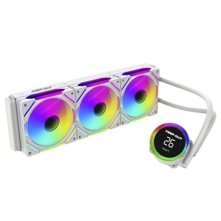 Sistema De Refrigeracion Liquida Keep Out Xwc-360 Pro Argb Intel Y Amd Vent 3x120mm Display Tempcolor Blanco