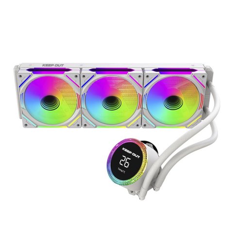 Sistema De Refrigeracion Liquida Keep Out Xwc-360 Pro Argb Intel Y Amd Vent 3x120mm Display Tempcolor Blanco