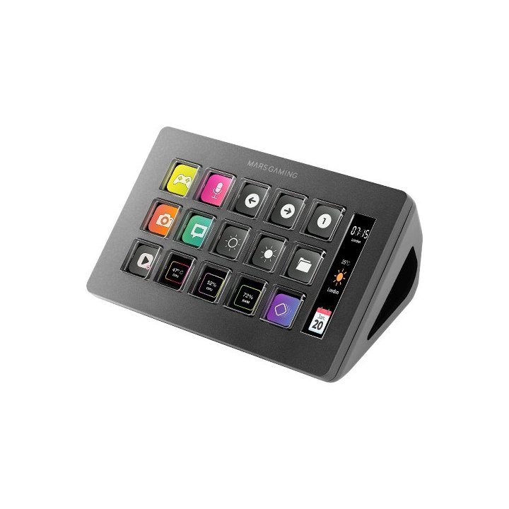 Control Deck Slim Mars Gaming Msd-one Black 15 Teclas De Acceso Directo Lcd Personalizables 