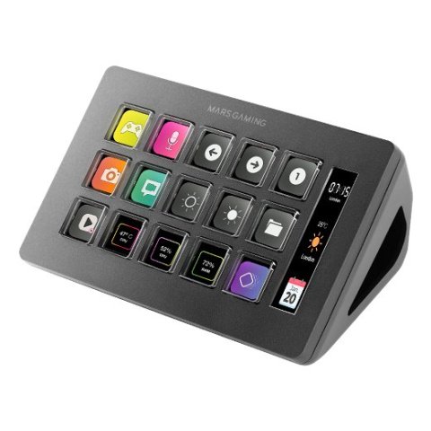 Control Deck Slim Mars Gaming Msd-one Black 15 Teclas De Acceso Directo Lcd Personalizables 