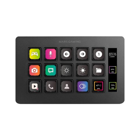 Control Deck Slim Mars Gaming Msd-one Black 15 Teclas De Acceso Directo Lcd Personalizables 