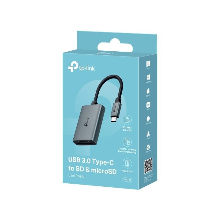 Card Reader Externo Usb-c Tplink Ua430c Sd, Microsd Carcasa De Aluminio