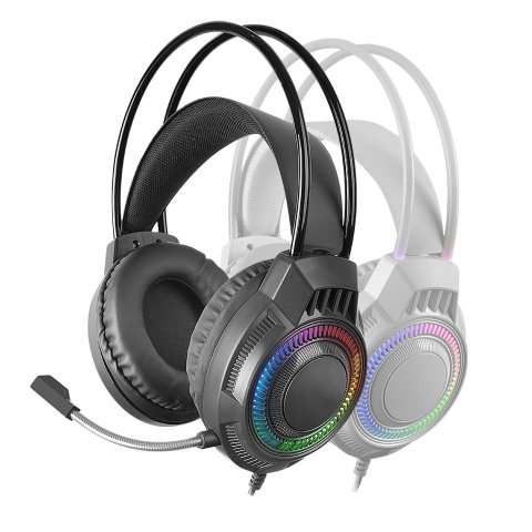 Headset Mars Gaming Mh124 Frgb Jack 3.5mm Alimentacion Usb Control Volumen Color Negro