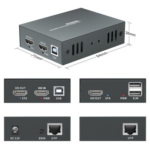 Extensor Hdmi 4k + Usb Sobre Cat6 Hasta 100...