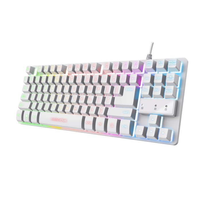 Teclado Trust Gaming Gxt833w Thado Metalico Compacto Blanco Iluminacion Led Multimedia Usb 24739