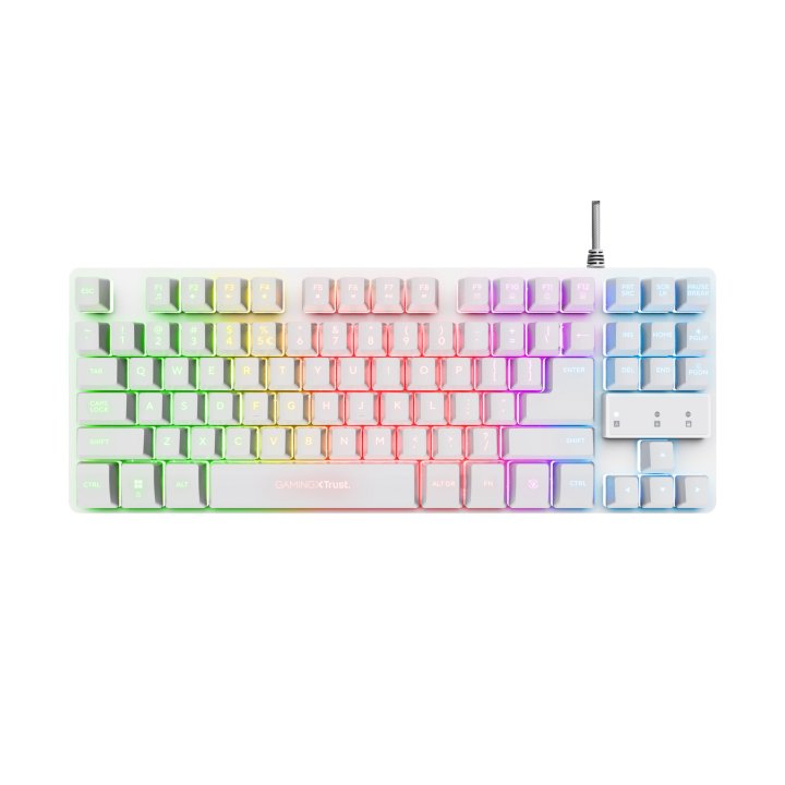 Teclado Trust Gaming Gxt833w Thado Metalico Compacto Blanco Iluminacion Led Multimedia Usb 24739