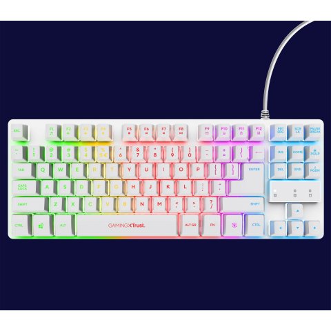 Teclado Trust Gaming Gxt833w Thado Metalico Compacto Blanco Iluminacion Led Multimedia Usb 24739