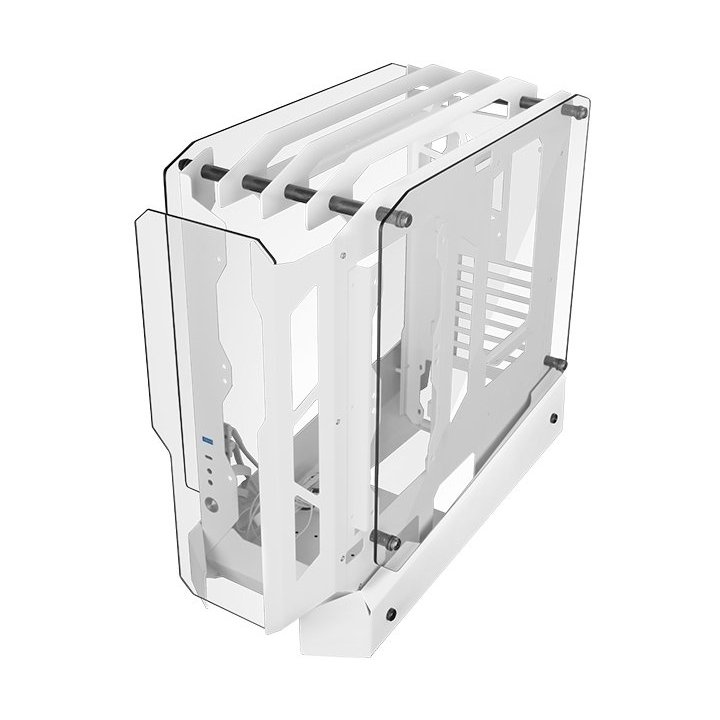 Caja Atx Semitorre Gaming Mars Gaming Mcedgew Diseño Open Air Cristal Templado Gpu 390mm 1x3.5 3x2.5 Blanco