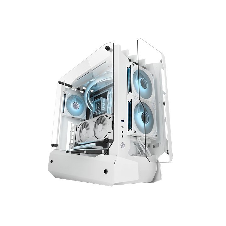 Caja Atx Semitorre Gaming Mars Gaming Mcedgew Diseño Open Air Cristal Templado Gpu 390mm 1x3.5 3x2.5 Blanco