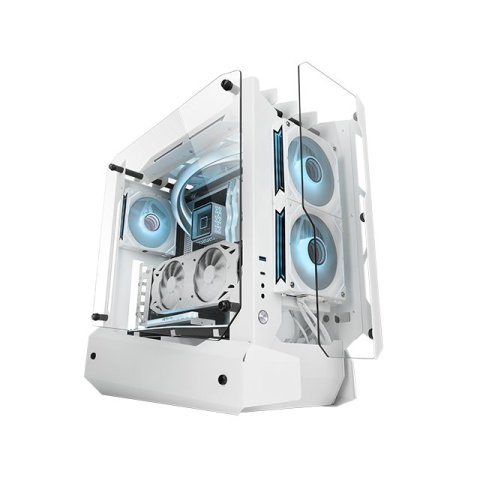 Caja Atx Semitorre Gaming Mars Gaming Mcedgew Diseño Open Air Cristal Templado Gpu 390mm 1x3.5 3x2.5 Blanco